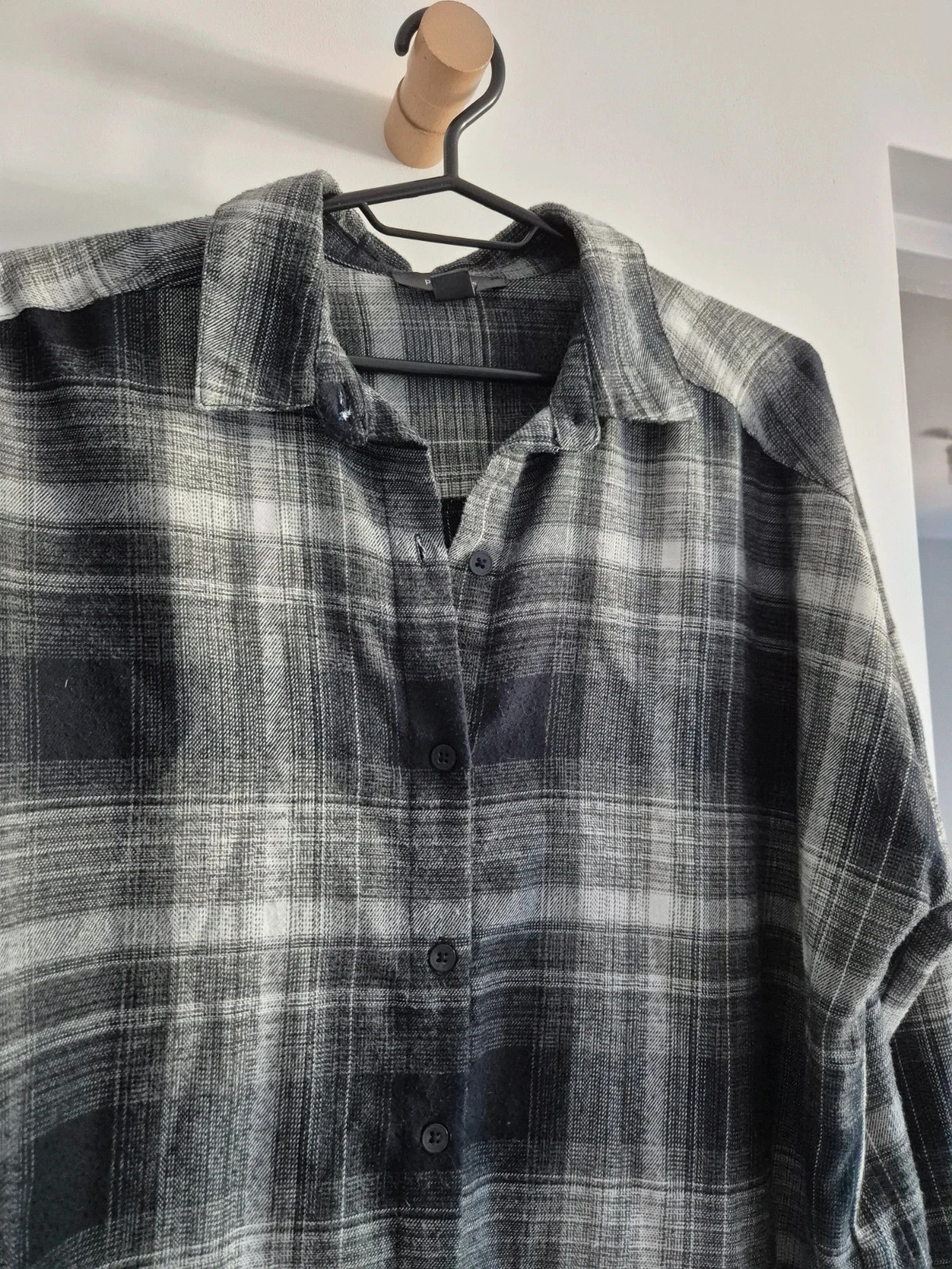 Chemise à carreaux noire et grise oversize 36 Primark – photo 2
